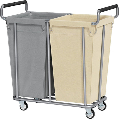 Gewudraw Large laundry hamper with Wheels, 3 Bag Big Rolling Laundry Hamper Sorter Cart, Extra Large Laundry Clothes Hamper, Heavy Duty Laundry Basket Organizer for Laundry Room,Bathroom,Black