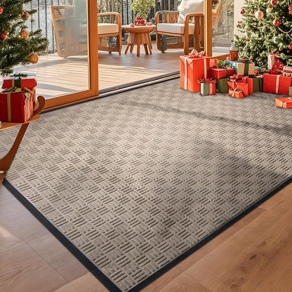 Mibao Front Door Mat, Heavy Duty Durable Welcome Mat for Outdoor Indoor, Dirt Trapper Waterproof Super Absorbent Door Mat for Entryway Outside Patio Porch, 29.5" x 17", Grey