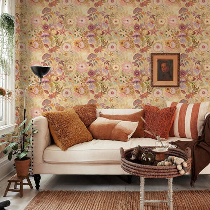 Ismoon Peel and Stick Wallpaper Floral Vintage Stick on Wall Paper Beige French Textured Contact Paper for Cabinet Removable Self Adhesive Wallpaper Vinyl Roll Shelf Deco, 17.3x78.7in