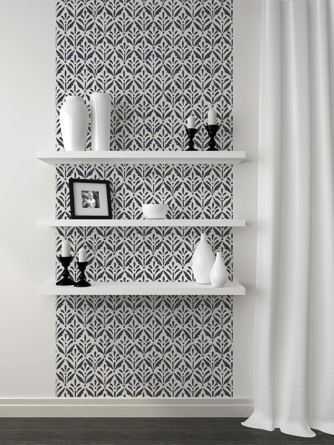Peel and Stick Wallpaper Roll 17.5 x 216 Whispering Tales Design in Vinyl Sticker Paper for Accent Panels, Bedroom, Kitchen, Office or Shelf Liner