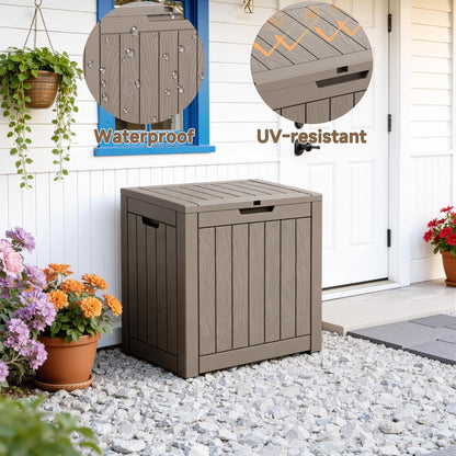 EasyUp 35 Gallon Outdoor Storage Box, Outdoor Deck Boxes for Garden Tools Equipment,Cushions and Patio Storage,Lockable and Resin,Easy to Install(Black)