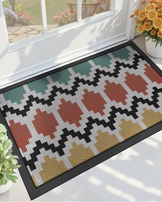 Color&Geometry Outdoor Door Mat, Resilient & Flexible Non-Slip Door Mat 24"x36", Dirt Trapping Waterproof Doormat, Welcome Mat for Porch, Patio & Entryway, Blossom Beige