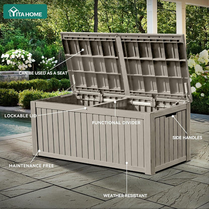 YITAHOME 31 Gallon Outdoor Storage Deck Box | Waterproof Resin Package Delivery and Storage Box with Lockable Lid for Patio Furniture Cushions, Pool Accessories, Garden