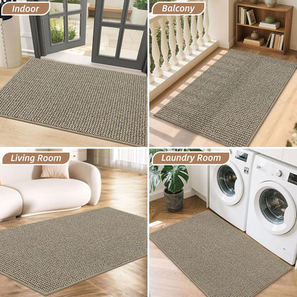 BEQHAUSE Dirt Trapper Door Mat 20" x 32", Non-Slip Washable Doormats Entrance Mat, Dirt Resistant and Absorbent Welcome Mat, Low Profile Floor Mats for Front Back Door and Entryway, Beige