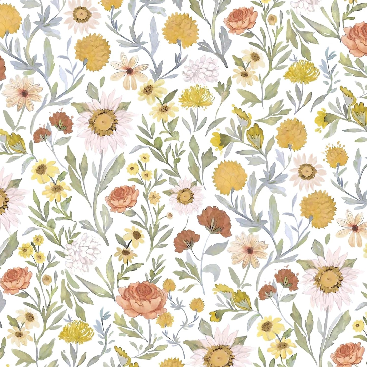Dimoon 17.3''x78.7'' Peel and Stick Wallpaper Floral Cute Contact Paper Vintage Village Country Cottage Wallpaper Farmhouse Yellow Beige Renter Friendly Geometry Waterproof Embossed Kitchen Bedroom