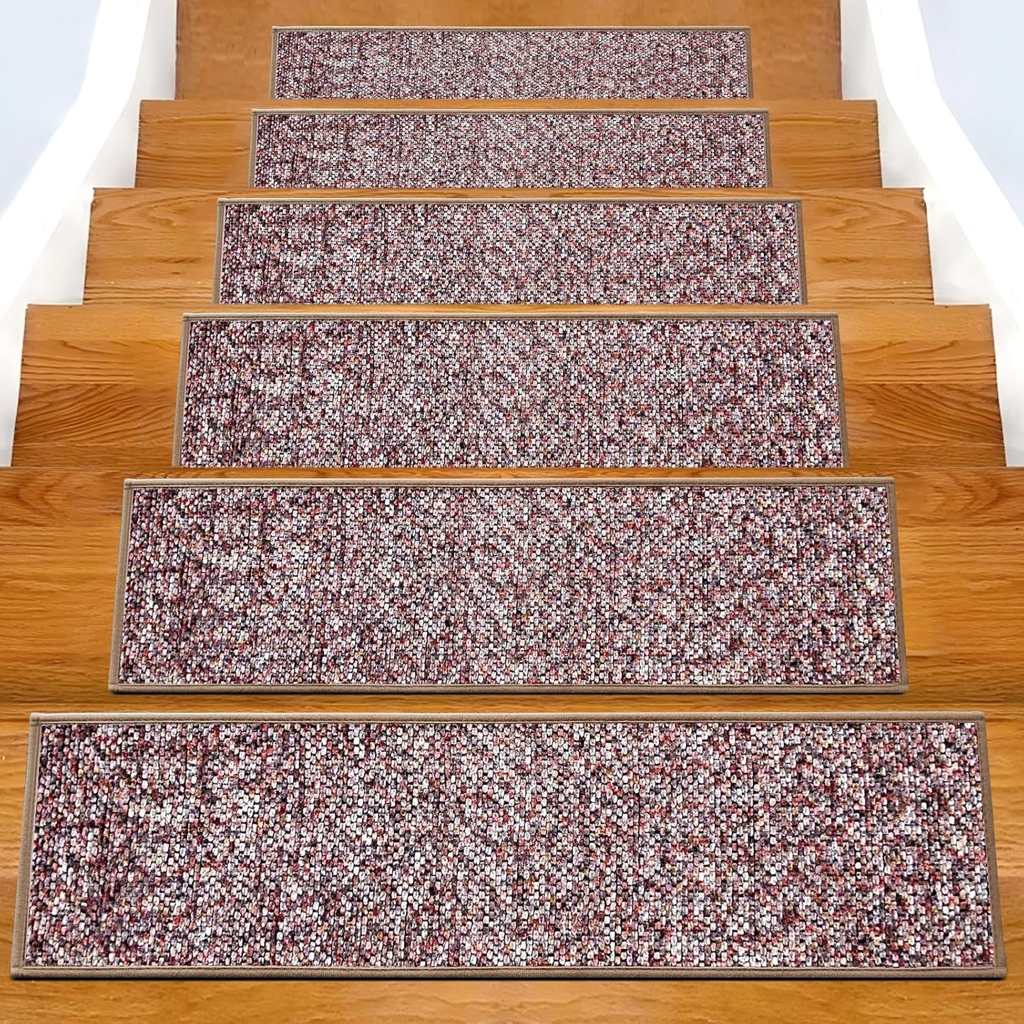 Non-Slip Carpet Stair Treads 15PCS, 8"x30" Peel and Stick Stair Runner for Wooden Steps Indoor, Washable Reusable Adhesive Backing, Pet-Friendly Safety Mats for Kids, Elders, Dogs