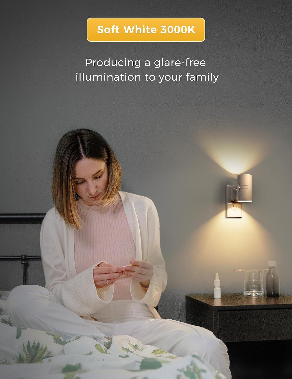 L LOHAS LED Night Light Plug in, Night Lights Plug into Wall, Light Sensor, 0-100LM Soft White 3000K, Dimmable Night Light, Modern Nightlight for Kids Bathroom Hallway Bedroom Kitchen Stairway, 2 Pack