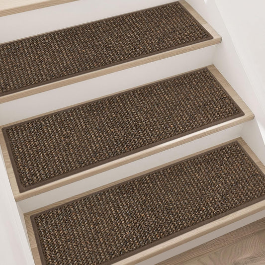 BEQHAUSE Stair Treads for Wooden Steps 28inX9in, Carpet Stair Treads Non Slip Indoor, Machine Washable Stair Runners for Kids Elders and Pets, Carpet for Stair Rugs Mat, TPE Backing, 4pcs, Taupe