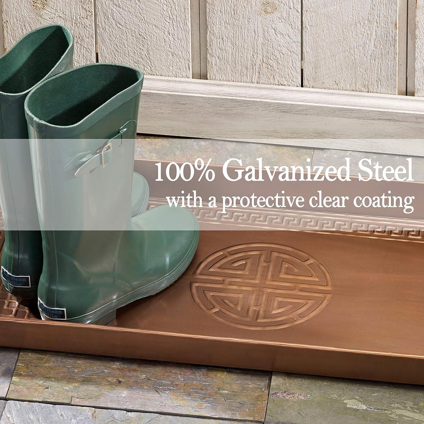 HF by LT Birch Forest Pattern Metal Boot Storage Tray, 30 x 13 inches, Antique Copper Finish