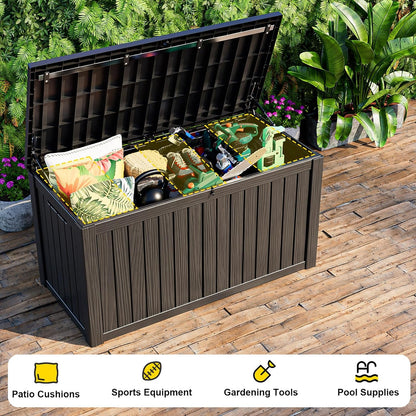 EasyUp 33 Gallon Resin Deck Box Waterproof, UV Resistant Outdoor Storage Box for Delivery, Porch, Patio and Garden, Stripe Black