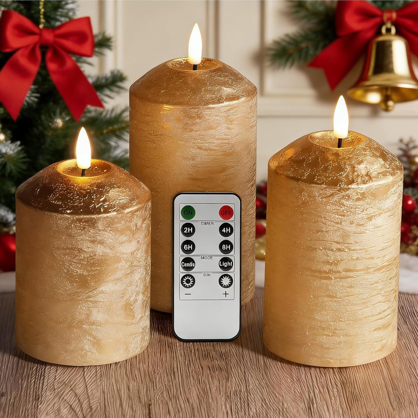 Eywamage White Flameless Pillar Candles with Remote, Flickering LED Candles Battery Powered Real Wax Set of 3