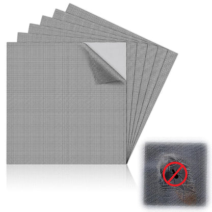 CroBlissful 6pcs Extra Wide 12" x 12" Window Screen Patches Repair Kit Black Screen Tape Mesh Replacement Door Strong Adhesive Fiberglass Repair for Window Door Holes Tent Nets
