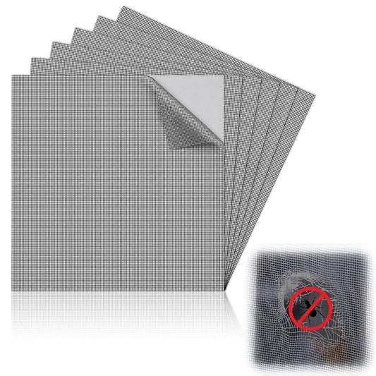 CroBlissful 6pcs Extra Wide 12" x 12" Window Screen Patches Repair Kit Black Screen Tape Mesh Replacement Door Strong Adhesive Fiberglass Repair for Window Door Holes Tent Nets