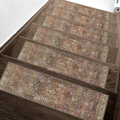 sarben Non Slip Stair Treads for Wooden Steps 15PCS - 8"x30" Indoor Safety Carpet, Edging Mats with TPE Adhesive Backing, Pet and Elderly Friendly Stair Rugs (Taupe) - Colors B