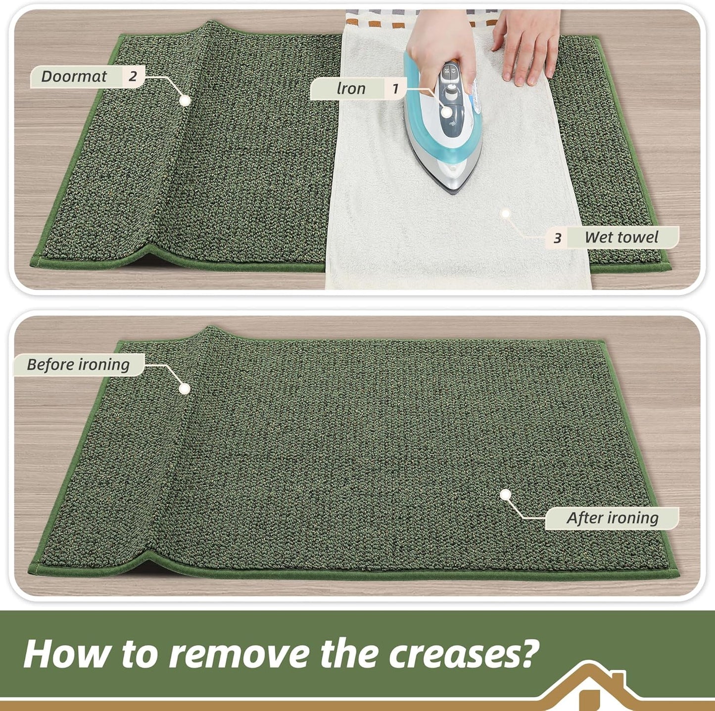 BEQHAUSE Dirt Trapper Door Mat 20" x 32", Non-Slip Washable Doormats Entrance Mat, Dirt Resistant and Absorbent Welcome Mat, Low Profile Floor Mats for Front Back Door and Entryway, Beige