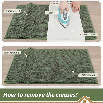 BEQHAUSE Dirt Trapper Door Mat 20" x 32", Non-Slip Washable Doormats Entrance Mat, Dirt Resistant and Absorbent Welcome Mat, Low Profile Floor Mats for Front Back Door and Entryway, Beige