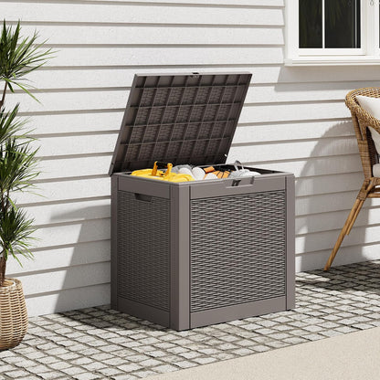 Outdoor Deck Storage Box,Resin Deck Boxes Indoor and outdoor, Waterproof Storage Box Lockable Lid (Black,50 Gallon)