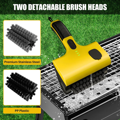 2 in 1 Electric Grill Brush, 2600mAh Rechargeable Barbecue Grill Cleaner with 2 Brush Heads, 360° Rotating Cleaning Brush Grill Accessories