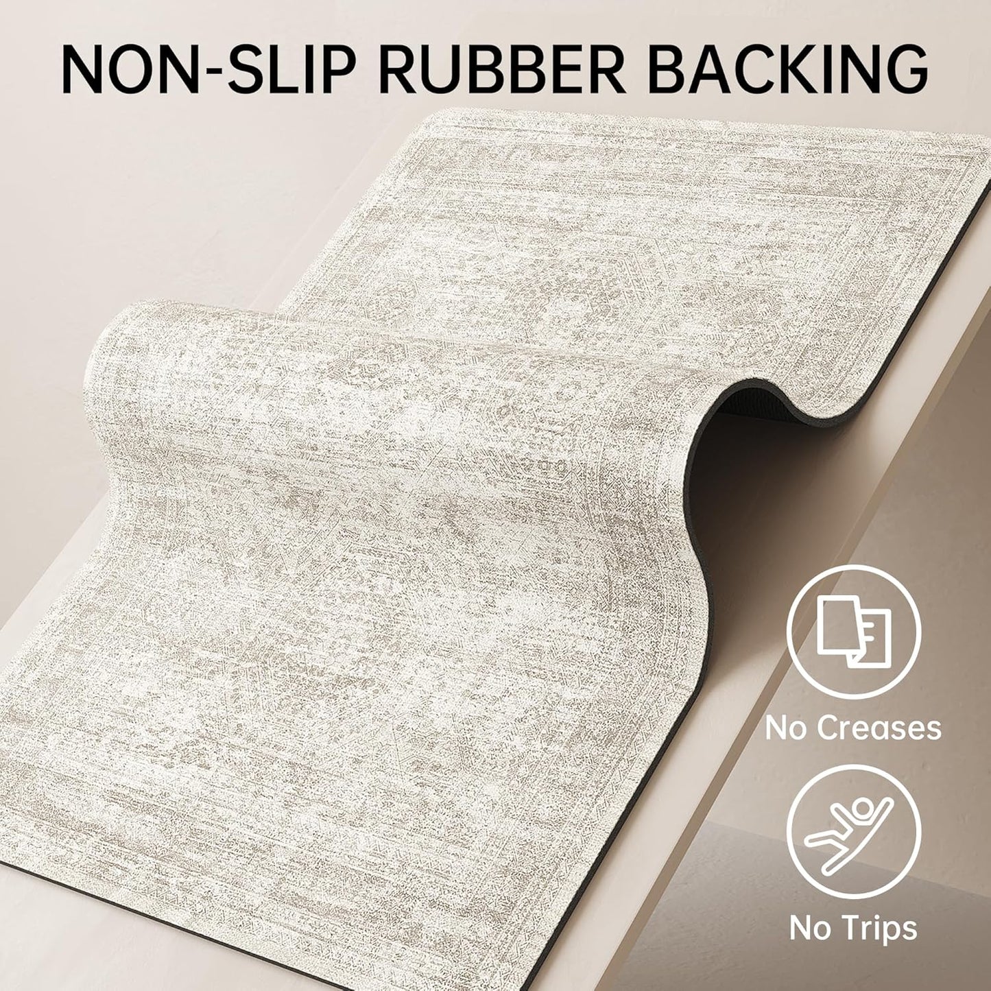 Mecko Bath Mat Rug, Rubber Non-Slip Quick Dry Absorbent Thin Bathroom Rugs Fit Under Door Bathroom Floor Mats-Shower Rug for in Front of Bathtub, Sink, Shower Room(Light Grey,16"x24")