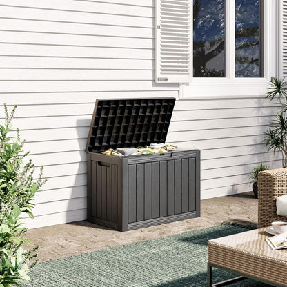 35 Gallon Outdoor Storage Box, Waterproof Resin Deck Box with Lockable Lid – Storage Cabinet for Patio Furniture, Pool Supplies, Garden Tools – Indoor & Outdoor Use