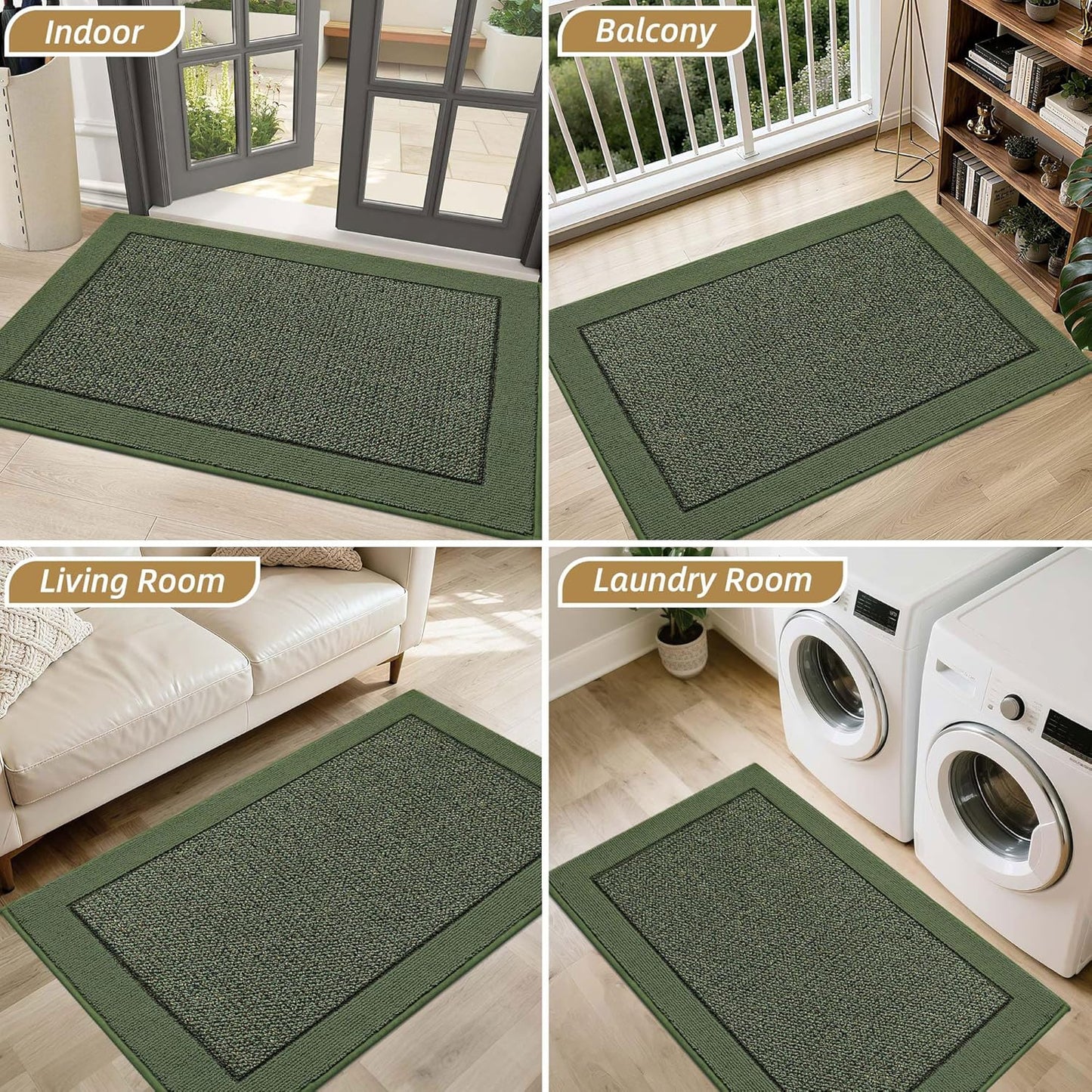 BEQHAUSE Indoor Door Mat 20" x 32", Dirt Trapper Door Mats Non-Slip Entryway Rugs Washable, Resist Dirt Absorbent Welcome Mat, Low Profile Floor Mats for Front Back Door and Entryway, Taupe