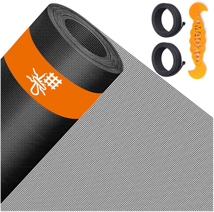 2PACK MAGZO Window&Door Screen Replacement Kit, 48''W x 99''L, with Retainer Spline (Total 65.6 FT) and Press-Fit Roller Tool, Scratch-Proof Polyester, Mesh Roll Repair for Patio, Pet Friendly, Grey