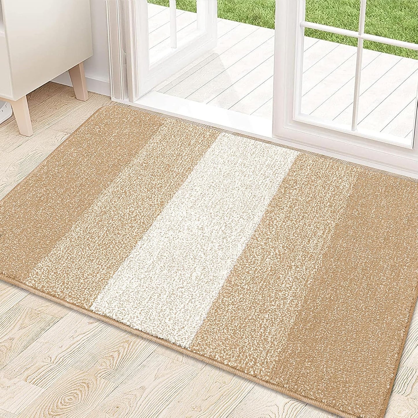 Kitinjoy Indoor Outdoor Door Mat, 32x20 Non-Slip Absorbent Dirt Trapper, Low-Profile Washable Inside Entrance Front Floor Mat, Sturdy Soft Entry Doormats for Entryway, Grey