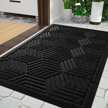 Yimobra Front Door Mat, All-Season Waterproof Outdoor Mat for Entrance with Drainage Holes, Heavy Duty Non-Slip Doormat for Garage Patio Entryway Indoor, 29.5x17, Red