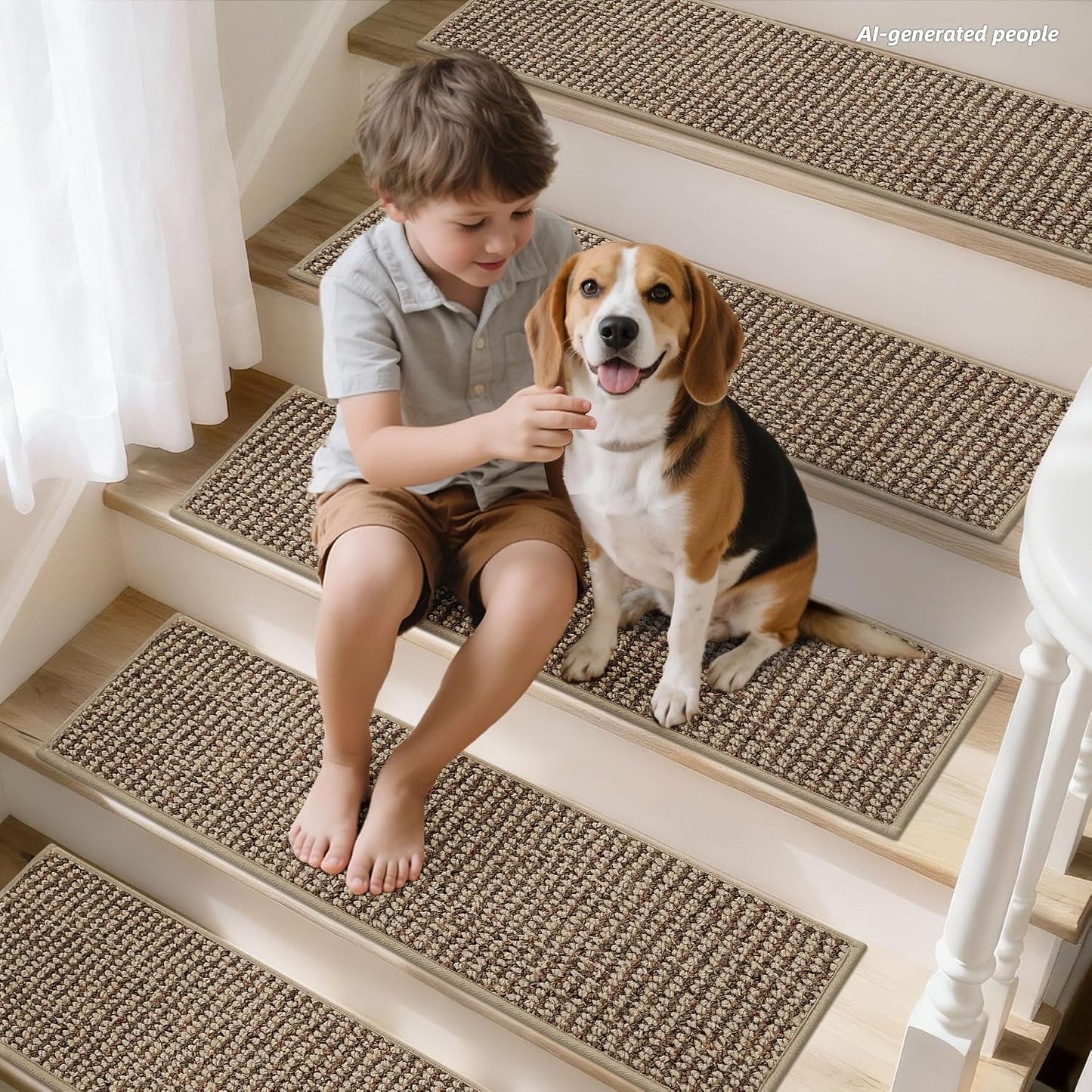 BEQHAUSE Stair Treads for Wooden Steps 28inX9in, Carpet Stair Treads Non Slip Indoor, Machine Washable Stair Runners for Kids Elders and Pets, Carpet for Stair Rugs Mat, TPE Backing, 4pcs, Taupe