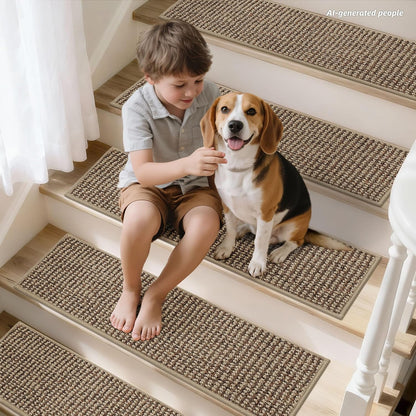 BEQHAUSE Stair Treads for Wooden Steps 28inX9in, Carpet Stair Treads Non Slip Indoor, Machine Washable Stair Runners for Kids Elders and Pets, Carpet for Stair Rugs Mat, TPE Backing, 4pcs, Taupe
