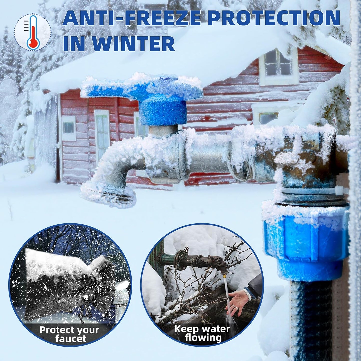Outdoor Faucet Covers for Winter Freeze Protection 4 Pack Reusable Garden Faucet Cover Socks for Various Faucet Water Spigot Pipe Hose Bib,Waterproof Insulated Anti-Freeze Covers-Reflective Velcro