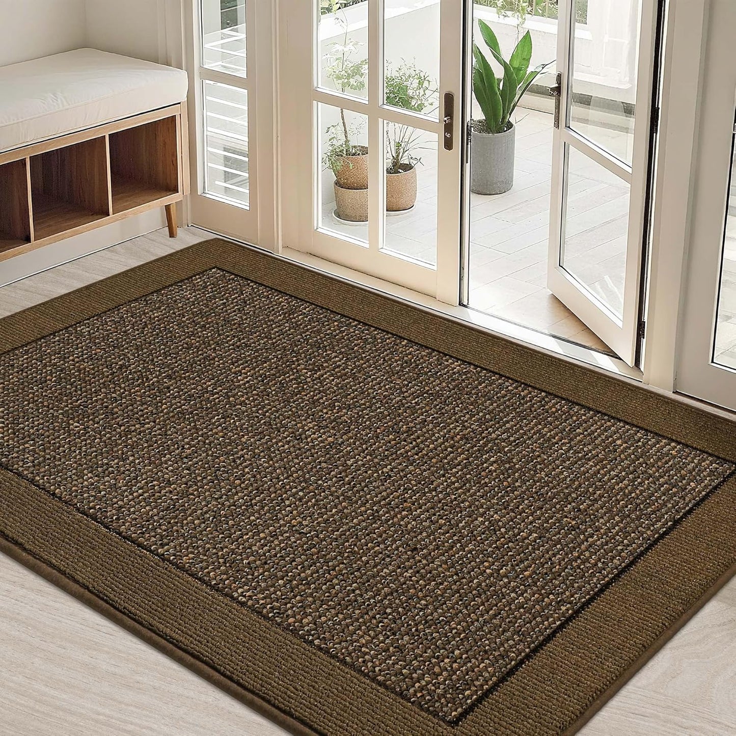 BEQHAUSE Indoor Door Mat 20" x 32", Dirt Trapper Door Mats Non-Slip Entryway Rugs Washable, Resist Dirt Absorbent Welcome Mat, Low Profile Floor Mats for Front Back Door and Entryway, Taupe