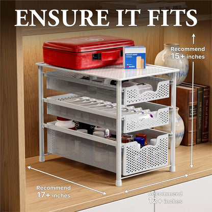 Simple Houseware Stackable 2 Tier Sliding Basket Organizer Drawer, White