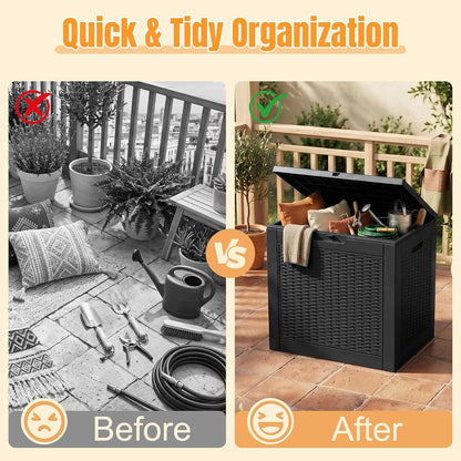 Outdoor Storage Box,38 Gallon Resin Deck Box,Waterproof & UV Resistant Lockable Package Delivery Bin,Toy Cabinet for Indoor & Outdoor