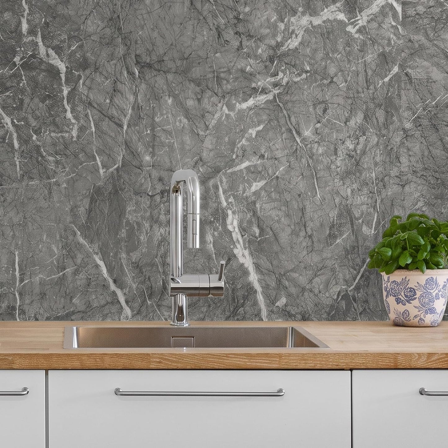 Marble Peel and Stick Waterproof Wall Paneling, 118" x 47" Carrara White Matte Finish Self-Adhesive Backsplash Tile Vinyl Wall Panel for Kitchen Bathroom Wall Decor, Covers 38.75 Sq. Ft.