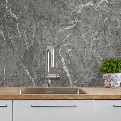 Marble Peel and Stick Waterproof Wall Paneling, 118" x 47" Carrara White Matte Finish Self-Adhesive Backsplash Tile Vinyl Wall Panel for Kitchen Bathroom Wall Decor, Covers 38.75 Sq. Ft.