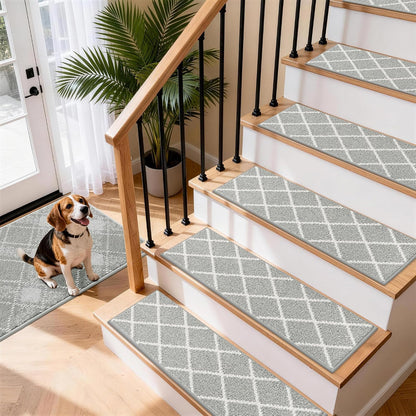 COSY HOMEER Carpet Stair Treads for Wooden Steps Non-Slip Indoor,4pcs, Navy | Peel and Stick,Reusable Adhesive,Residue Free,Washable,Pet Friendly,Soft Stair Runner for Kids,Elders,Multi-Surface Use