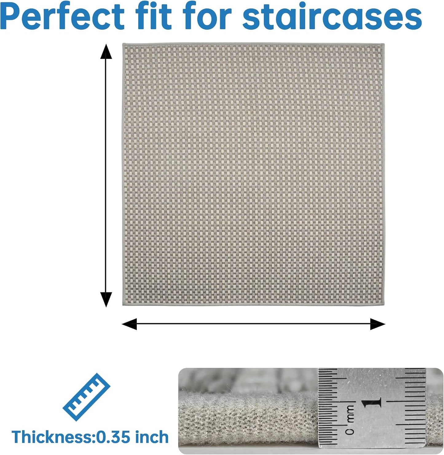 Chenille Stair Treads for Wooden Steps 8"x30" (15 Pack), Ultra Soft Non-Slip Carpet Stair Runners Indoor, Peel and Stick Self-Adhesive Step Rugs for Kids & Dogs, Machine Washable, Gray