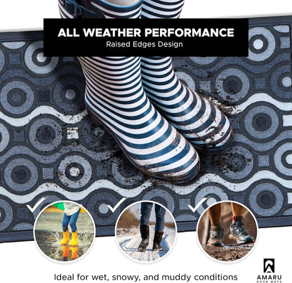 Extra Durable, Superior Absorption, Front Door Mat for Outdoor & Indoor - Welcome Mat for Entryway, Entrance, Patio, Porch - Waterproof, Non-Slip Backing, Coarse Fibers (Scales,17x29)