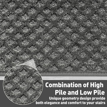 PURE ERA Carpet Stair Treads Tape Free Non Slip Indoor Stair Carpet Stair Protectors Pet-Friendly Non-Slip Skid Resistant Washable Reusable 8" x 30"(2 Pieces,Black)