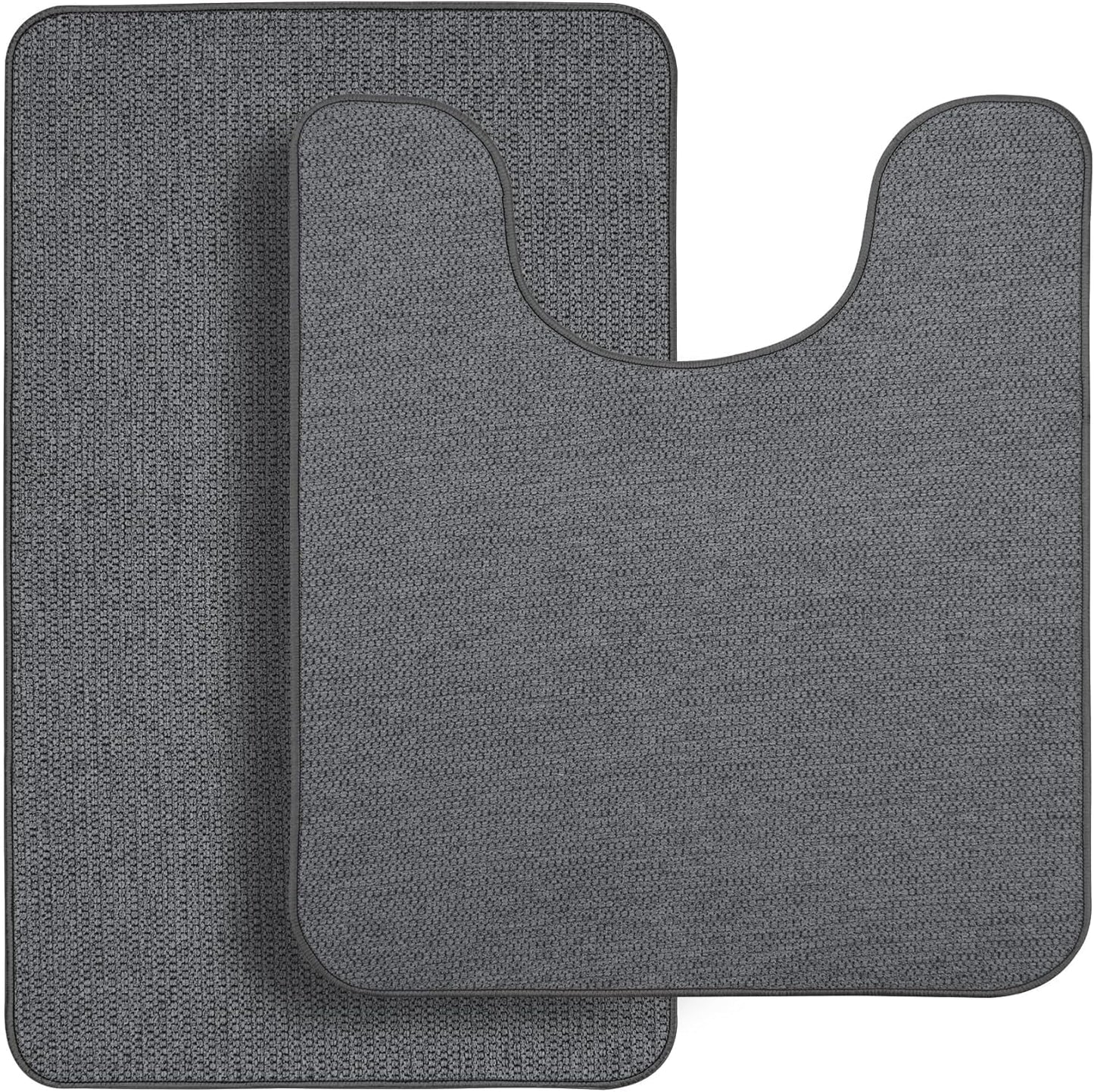 Bath Mat,Ultra Thin Bathroom Rugs,Rubber Bath Mats for Bathroom,No Slip Bath Rugs,Quick Dry,Machine Washable,Low Pile,Absorbent,Shower Outside,Sink,Home Decor Accessories.Grey,1'5"x2'3"(17x27Inch)