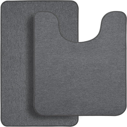 Bath Mat,Ultra Thin Bathroom Rugs,Rubber Bath Mats for Bathroom,No Slip Bath Rugs,Quick Dry,Machine Washable,Low Pile,Absorbent,Shower Outside,Sink,Home Decor Accessories.Grey,1'5"x2'3"(17x27Inch)