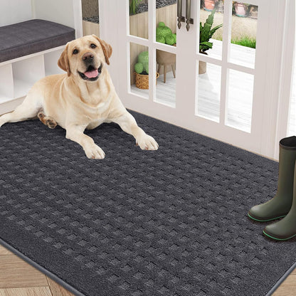 BEQHAUSE Dirt Trapper Door Mats 20"x32", Non-Slip Waffle Doormat Indoor Entrance Low-Profile, Dirt Resist and Absorbent Entryway Rugs Washable Inside Welcome Floor Mat for Front Back Door, Beige