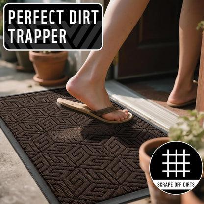 Yimobra Doormat Outdoor Entrance 29.5x17, All-Weather Waterproof Outdoor Mats for Front Door, Non Slip Welcome Door Mat for Patio Proch Outside Entryway Indoor, Black