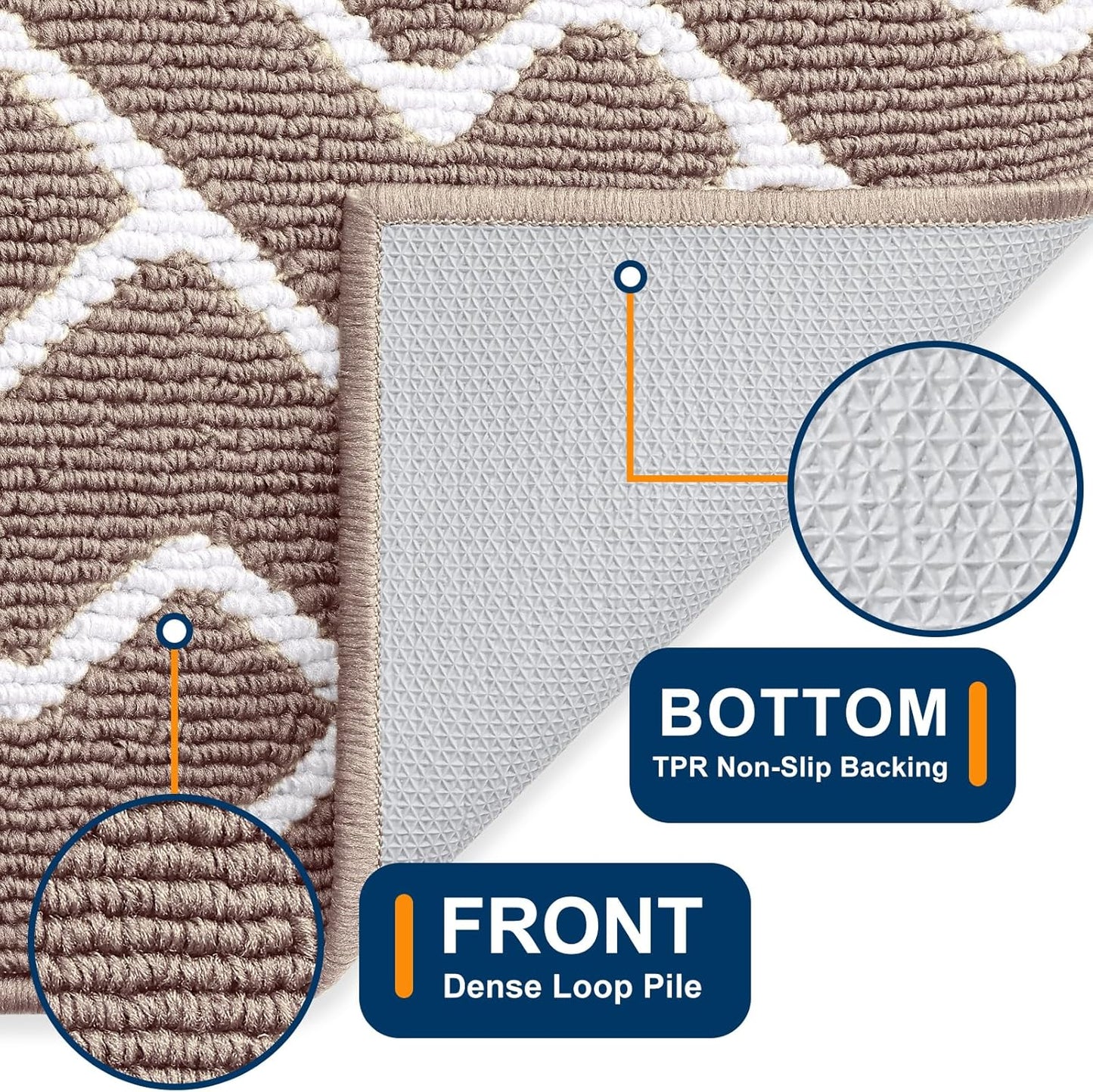 OLANLY Front Door Mat, Non-Slip Rubber Backing, Dirt Resistant and Absorbent, Washable, Easy to Clean Low-Profile Indoor Doormat for Back Door, Entryway, Inside Entrance, 32x20, Grey