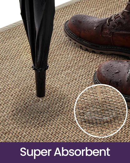 DEXI Ultra Thin Entryway Indoor Door Mat 24x36, Non Slip Rubber Backing Inside Entry Mat, Low Profile Easy Clean Dirt Trapper Doormat for Inside Entrance Patio, Beige