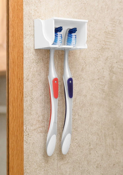 Camco Pop-A-Toothbrush Bathroom Organizer | Features Protective Cover & Vented Design for Quick Drying | Great Addition to Bathroom Accessories, Bathroom Storage & More | Fits 2 Toothbrushes (57203)