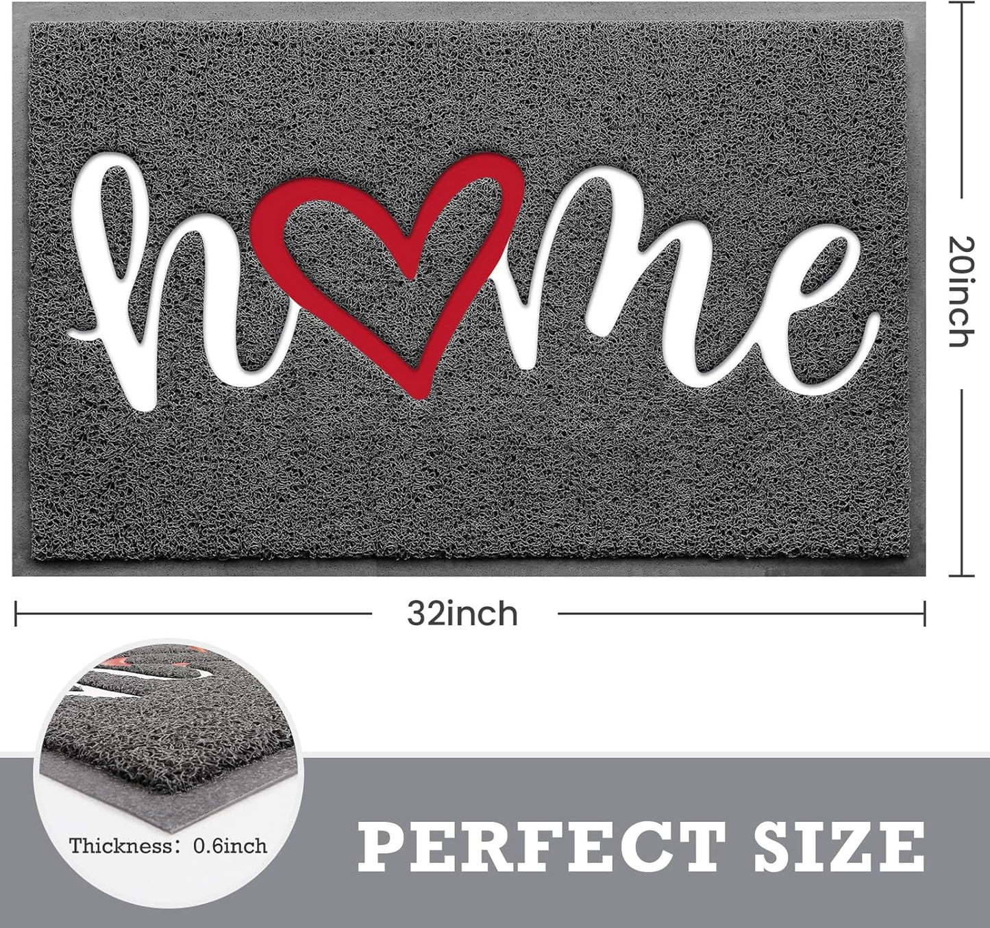 CozyBounty Black Door Mat Welcome Mats Outdoor Indoor Non-Slip Doormat for Entryway Low-Profile Floor Mat for Yard, Garage, High Traffic Areas (30"x17.5", Black)