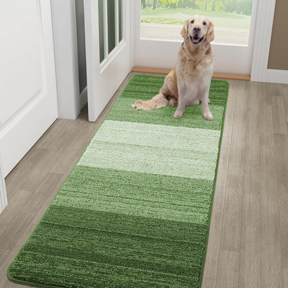 Kitinjoy Indoor Outdoor Door Mat, 32x20 Non-Slip Absorbent Dirt Trapper, Low-Profile Washable Inside Entrance Front Floor Mat, Sturdy Soft Entry Doormats for Entryway, Grey