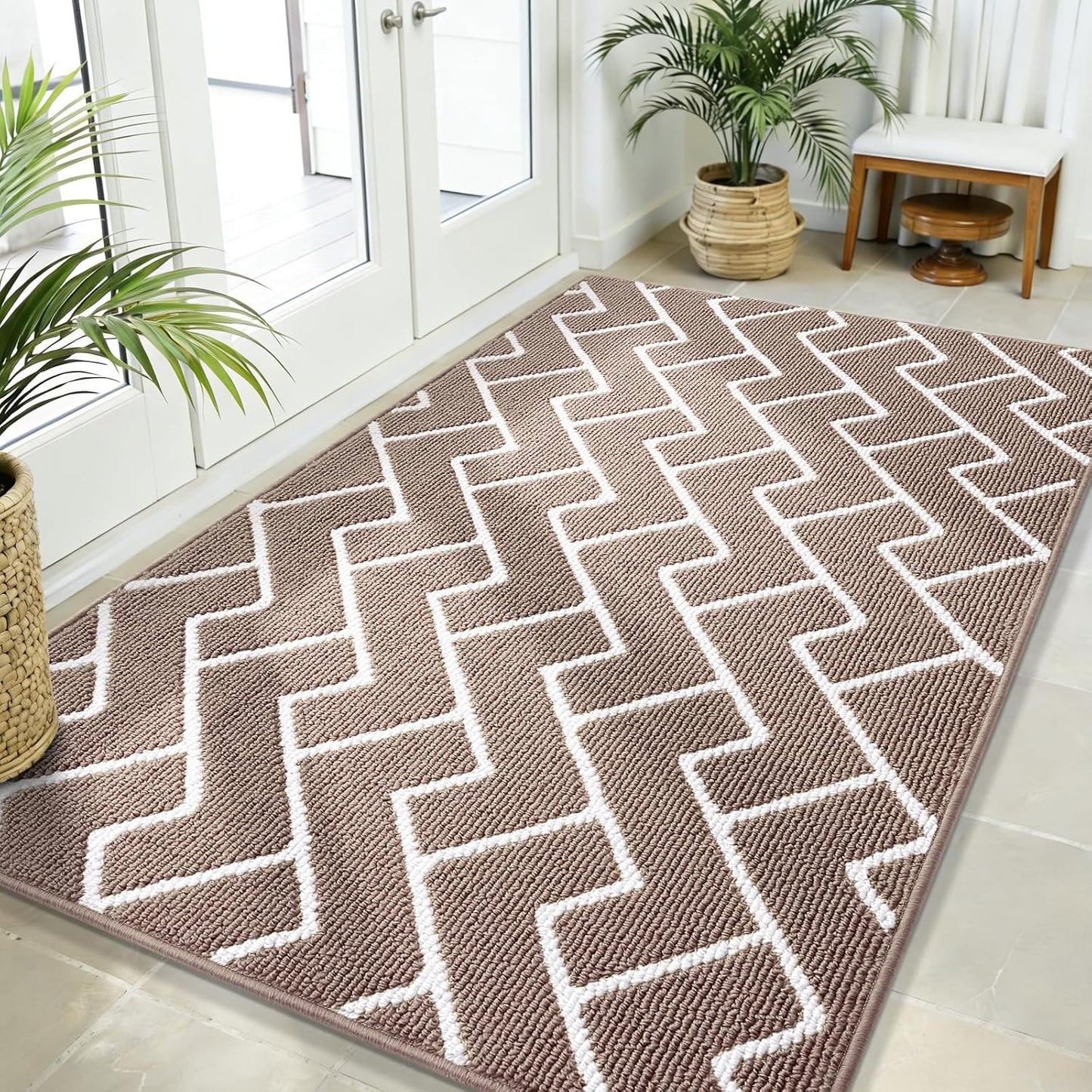 OLANLY Front Door Mat, Non-Slip Rubber Backing, Dirt Resistant and Absorbent, Washable, Easy to Clean Low-Profile Indoor Doormat for Back Door, Entryway, Inside Entrance, 32x20, Grey
